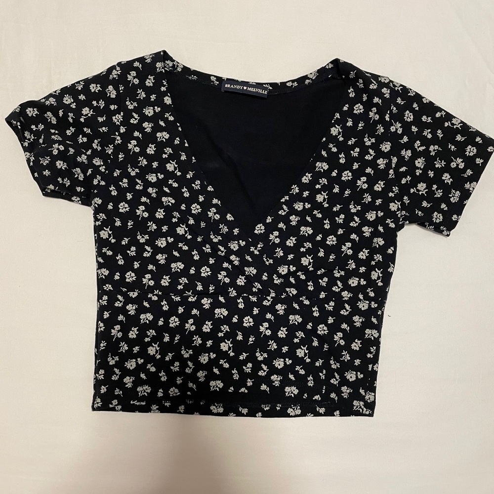brandy melville navy and white amara top